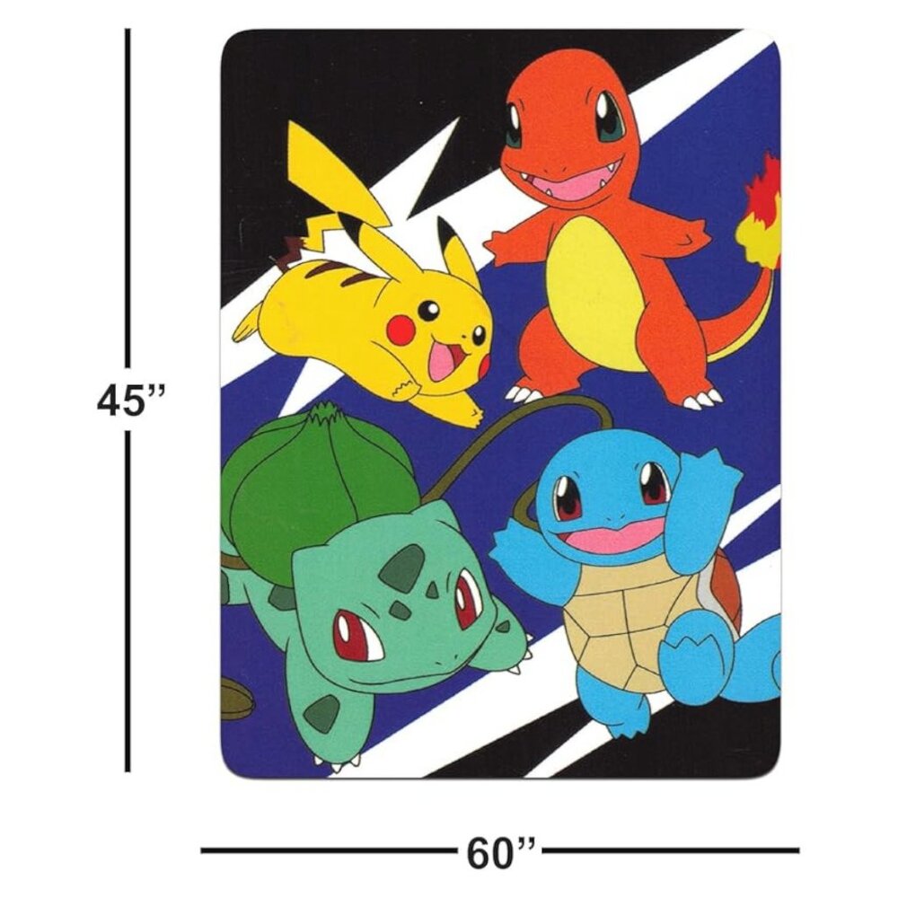 Pokemon Throw Blanket Kids Starters Blanket Pikachu 45 x 60"